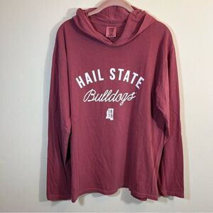 Comfort Colors Red Mississippi State Bulldogs Hail State Hoodie Medium NWT